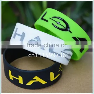 Custom Design HALO 3 Silicone Wristband Bracelet, Logo Debossed With Colour Adult thumbnail-2