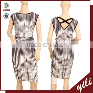 2016 Stripe Digital Print Women Sleeveless Dress Suit thumbnail-1