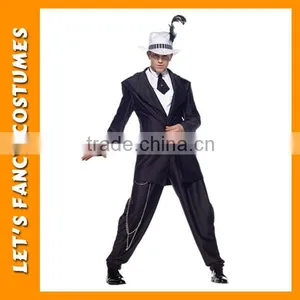 20s Mens Black Gangster Gambler Party Fancy Dress Costume PGMC0966 thumbnail-1