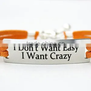 OEM Factory I Want Crazy Inspirational Charm Bracelet Stainless Steel thumbnail-1