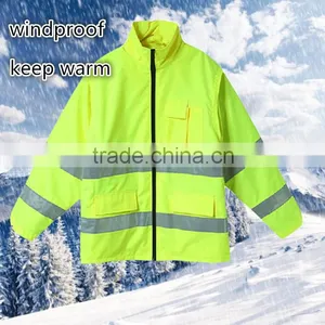 Yellow 300D Oxford High Reflective Waterproof Reversible Safety Raincoat Jacket thumbnail-2