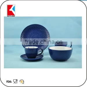Hot Sale 16pcs Dinner Set Ceramic Popular Emboss Dot Ceramic Dinner Set thumbnail-2