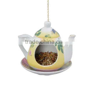 Hanging Teacup Ceramic Bird Feeder thumbnail-4