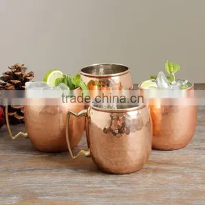 Hammered Copper Barrel Mugs, Solid Copper Beer Mugs, Copper Drinking Mugs thumbnail-1