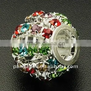 Brass Rhinestone European Beads, Silver Color, 17.5x15mm, Hole: 7mm(CPDL-Q002-S) thumbnail-1