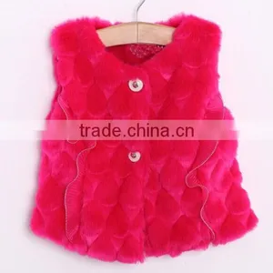 2015 Child Clothes For Little Girl Wholesale Children's Boutique Rabbit Fur Gilet thumbnail-2