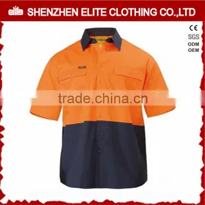 100% Cotton Safety Orange Two Tone Work Shirt Short Sleeve hi Vis thumbnail-1