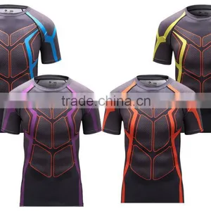 Men T Shirt Marvel Compression Shirts Outdoor Sport Bodybuilding Gym Fitness Jersey Casual Tees thumbnail-1