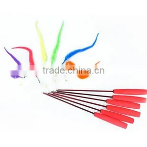 Cat Kitten Pet Teaser Turkey Feather Interactive Stick Toy Wire Chaser Wand thumbnail-2