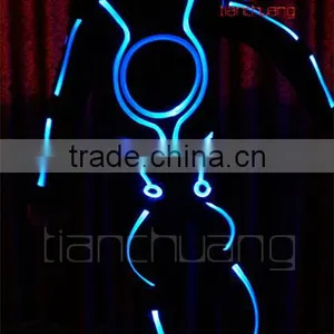 Remote & DMX512 Controlled Full Color LED Fiber Optic Tron Dance Costumes thumbnail-3