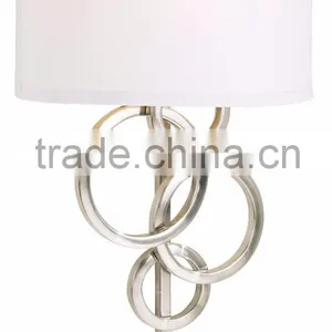 1017-1 Sleek Brushed Steel Finish Raindrops Falling on a Calm Body of Water Intertwining Circles Plug-In Wall Sconce thumbnail-3