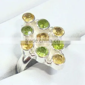 925 Sterling Silver Citrine & Peridot Ring thumbnail-1