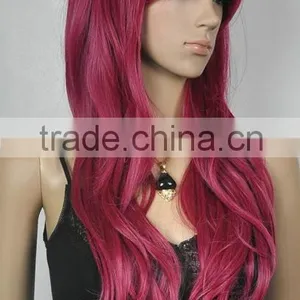 Red Long Straight and Little Curls Women Wig Lady Cosplay Wig N496 thumbnail-2
