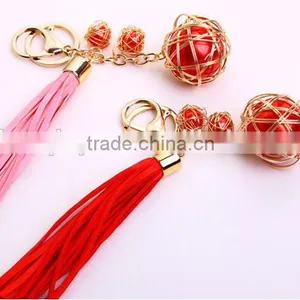 New Style PU Leather Pearl Tassel Keychain Fashion Bag Keychains For Man And Woman Gift Jewelry thumbnail-4