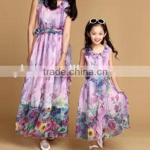 Good Quality Mum Daughter Dress Chiffon Mum Daughter Dress thumbnail-6
