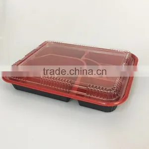 SM3-1102 Black and Red Wholesale Disposable Plastic Take Away Bento Boxes thumbnail-3