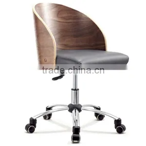 Modern Home Walnut Wood Furniture Plywood Leather Office Dining Chair HY2006 thumbnail-4