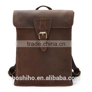 Manufacturer Wholesale Genuine Cowhide Leather School Backpack Bag thumbnail-2