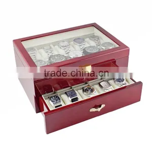 Luxury Glossy Wood Box Packaging 2 Layer 24 Watches Storage thumbnail-2