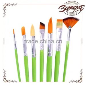 Small Wholesale Premium Green Handle Face Paint Brush, 7 Pcs Artist Nylon Face Painting Brush Set thumbnail-1