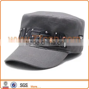 Custom Flat Top Military Cap With Applique Logo thumbnail-1