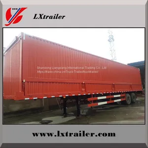 3 Axles 45Tons Flatbed Box Lifting Open Semi Trailer thumbnail-1