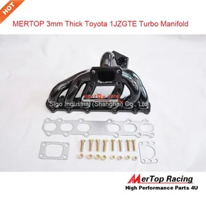 MERTOP RACE 3mm Tube Thick Black Coated Top Mount T3 Turbo Manifold For Toyota Supra 1JZGTE 1JZ JZA70 MK3 1989-1993 thumbnail-1