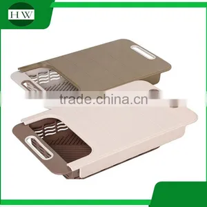 2 in 1 Square Plastic Hanging Folding Vegetable Meat Kitchen Chopping Cutting Board With Draining Rack Storage Box thumbnail-2