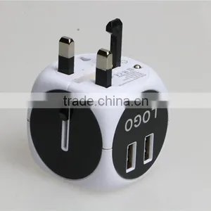 Newest Travel Adapter Universal Plug to American Power Adapter With Double USB Port 250V 2500Ma Universal Travel thumbnail-5