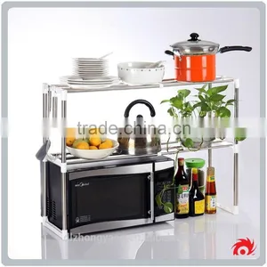 New Multifunction Stainless Steel Tool Kitchen 2 Layers Microwave Oven Organizer Holder Storage Shelf Rack thumbnail-1
