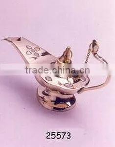 Brass Aladdin Genie Lamp With Shell Decoration, Aladdin Wonder Lamp, Table Lamp, Magic Lamp, Metal Lamp, thumbnail-1