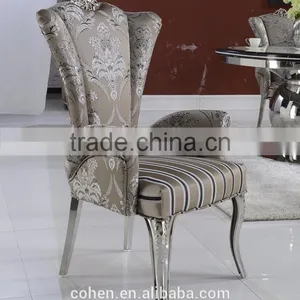 2016 Hot Sale Elegant High Back Stainless Steel Metal Reception Chair/leisure Chair/dining Chair With Patterned Fabric Covered thumbnail-2
