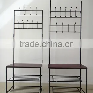 Entry Way Hall Tree Bench Hook Coat Hanger Stand Shoe Cloth Rack thumbnail-2