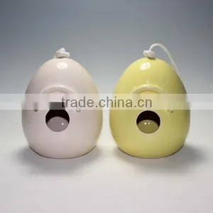 Ceramic Egg Shape Bird House thumbnail-1