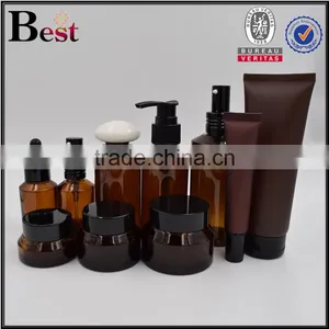2017 Hot New Products Cosmetic Oblique Shoulder Beard Oil Lotion Pump Amber PET 100ml Plastic Bottle for Oil thumbnail-6