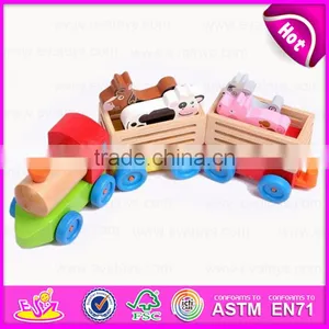 Kid's Intelligence Wooden Pull Along Train Toy With Animal Blocks W05C019 thumbnail-1