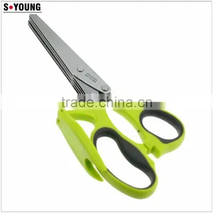 61018 New Style 5 Blades Kitchen Craft Scissors Herb Scissor With Support Rack thumbnail-3