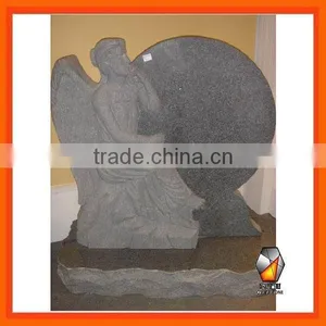 Angel Round Granite Tombstone thumbnail-1