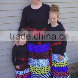5 Tier Skirts,6 Tier Skirt Slinky Spandex Blend Drapes Maxi Tiered Ruffle Skirt In Custom Mixed Print thumbnail-4