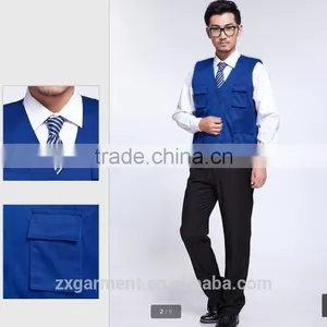 Multi Pocket Work Vest Men's Workwear, Work Multi Pockets Men Vest Cotton thumbnail-1
