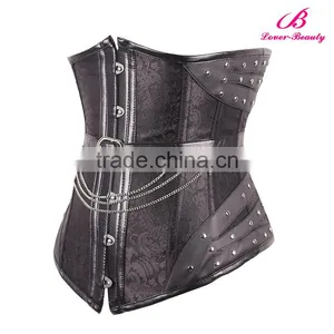 Black Overbust Waist Cincher Vest Shapewear Thermal Waist Corset Steampunk Wholesale thumbnail-5