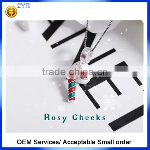 China Wholesale 925 Sterling Silver Fashion Chain Christmas Tree Deer Hat Pendant Necklace thumbnail-2