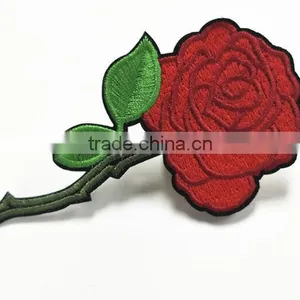 Factory Price Iron on Embroidery Patch Red Flower Embroidery Patch for Cloth thumbnail-1