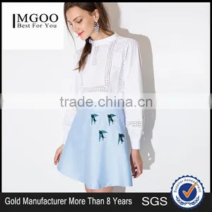 MGOO 2016 New Design Fashion Skirts For Women Blue Block Print A Line Skirt For Dance Pattern 15144B177 thumbnail-1