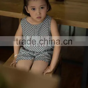 New Fashion Girl Sleeveless Set Chifon Blouse Set for Baby Girl Printed Flower Dress Jumpsuit thumbnail-4