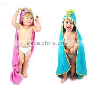 Kids Pink Owl or Blue Monster Baby Hooded Towel and Wholesale Children Poncho Hooded Towel thumbnail-1