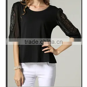 European and American Style Large Size Look Slim Chiffon Fashion Summer Latest Loose t Shirt thumbnail-1