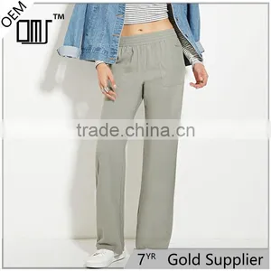 2017 OEM Soft Jogger Trousers Casual Olive Linen Women Pants thumbnail-1