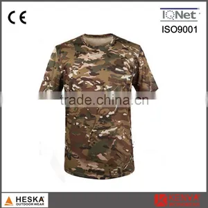 Military Army Color 100% Cotton Jersey Mens Short Sleeve Camouflage t Shirt thumbnail-1