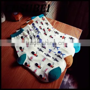 Autumn Winter Men Cartoon Cartoon British Flag and Britisher Pattern Popular Cotton Tube Socks thumbnail-2